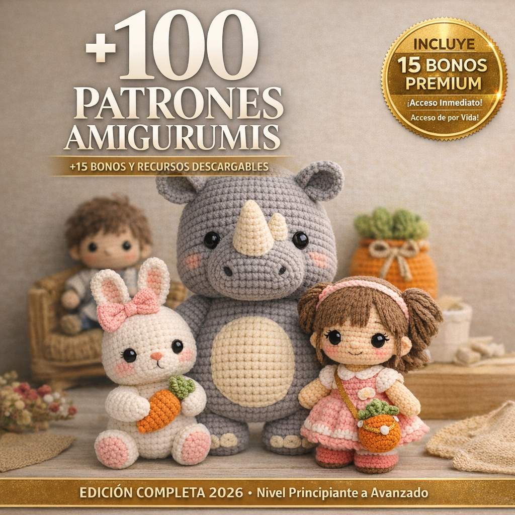 +100 Patrones Amigurumis + 15 Bonos y Recursos Descargables